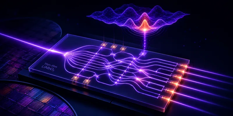 A thin-film lithium niobate photonic chip routing laser light